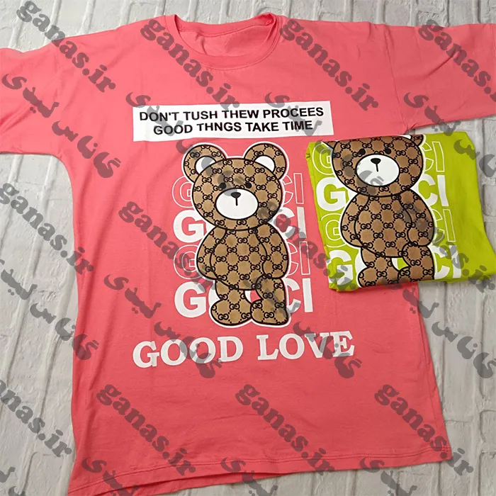 تیشرت دخترانه طرح خرس برند gucci