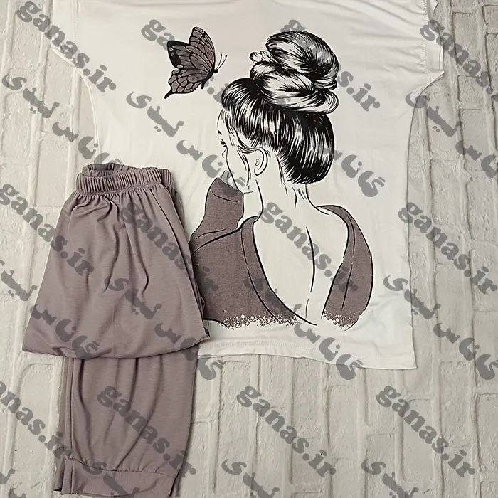 ست تیشرت و شلوارک زنانه طرح پروانه مناسب سایز بزرگ