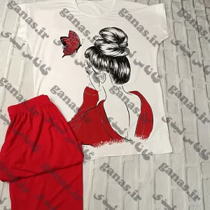 ست تیشرت و شلوارک زنانه طرح پروانه