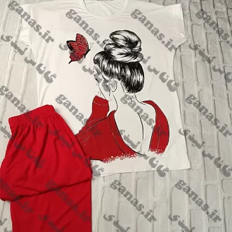 ست تیشرت و شلوارک زنانه طرح پروانه